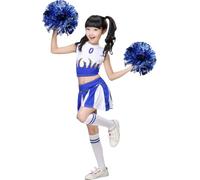 LOLANTA Costume de Cheerleader pour Filles Déguisement Uniforme de Pom-Pom Girl(Bleu,11-12 Ans,Taille du tag 160)