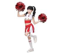 LOLANTA Costume de Cheerleader pour Filles Déguisement Uniforme de Pom-pom Girl(rosso,6-7 ans,taille du tag 130)