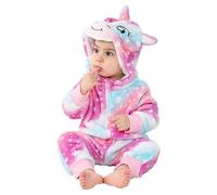 LOLANTA Costume de Licorne Arc-en-ciel pour Enfant, Grenouillère à Capuche en Peluche pour Bébé, Multicolore, 24-30 mois