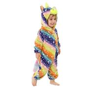 LOLANTA Costume de Licorne Arc-en-ciel pour Enfant, Grenouillère à Capuche en Peluche pour Bébé, StarrySky, 6-12 mois