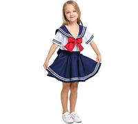 LOLANTA Costume de Marin Fille, Déguisement Uniforme Ecoliere Mariniere Manga pour Cosplay(10-11 Ans,tag XL)