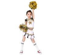 LOLANTA Costumes de pom-pom girl pour filles avec pompons et chaussettes, déguisement d'Halloween pour enfants, tenue de pom-pom girl, Noir, 12-13 ans, 170