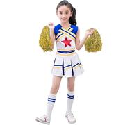 LOLANTA Costumes de pom-pom girl pour filles avec pompons et chaussettes, déguisement d'Halloween pour enfants, tenue de pom-pom girl, Jaune, 8-9 ans, 140