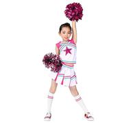 LOLANTA Costumes de pom-pom girl pour filles avec pompons et chaussettes, déguisement d'Halloween pour enfants, tenue de pom-pom girl, Rose clair, 11-12 ans, 160