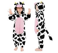 LOLANTA Déguisement de Vache Unisexe pour Bébé, Animal Combinaison en Flanelle à Capuche Barboteuse Enfant, Costume de Carnaval (4-5 Ans,Tag 120)