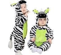 LOLANTA Déguisement de Zèbre Unisexe pour Bébé, Animal Combinaison en Flanelle à Capuche Barboteuse Enfant, Costume de Carnaval (18-24 Mois,Tag 90)