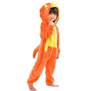 LOLANTA Deguisement Dinosaure Tricératops Enfant, Surpyjama d'animaux à Capuche pour Garçons (4-5 Ans, Orange)