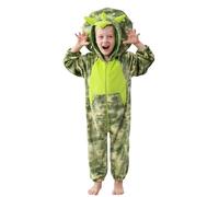 LOLANTA Deguisement Dinosaure Tricératops Enfant, Surpyjama d'animaux à Capuche pour Garçons (6-7 Ans, Camouflage)