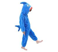 LOLANTA Déguisement Requin Enfant, Animal Combinaison en Flanelle à Capuche pour Garçons Filles, Bleu, 1-2 Ans, Tag XS
