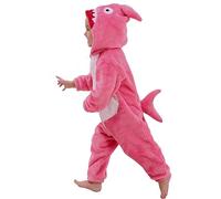 LOLANTA Déguisement Requin Enfant, Animal Combinaison en Flanelle à Capuche pour Garçons Filles, Rose, 6-7 Ans, Tag L
