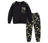 LOLANTA Enfants Ensemble de survêtement Camouflage, 2 pièces Garçon Pantalon Cargo + Sweat à Manches Longues, Noir, 130