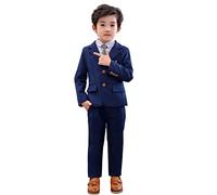 LOLANTA Ensemble de Costume pour garçons, 2 pièces Ensemble de Blazer et Pantalon pour Enfants, vêtements de Loisirs ou Robe de soirée de Mariage, Bleu, 11-12 Ans, 160