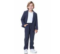 LOLANTA Ensemble de Costume pour garçons, 2 pièces Ensemble de Blazer et Pantalon pour Enfants, vêtements de Loisirs ou Robe de soirée de Mariage, Gris Bleu, 11-12 Ans, 160