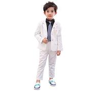 LOLANTA Ensemble de Costume pour garçons, 2 pièces Ensemble de Blazer et Pantalon pour Enfants, vêtements de Loisirs ou Robe de soirée de Mariage, Blanc, 4-5 Ans, 110