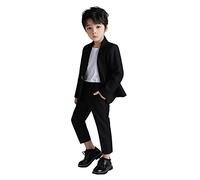 LOLANTA Ensemble de Costume pour Garçons 2 pièces Ensemble de Blazer et Pantalon pour Enfants, vêtements de Loisirs ou Robe de soirée de Mariage, Noir, 5-6 Ans, 110