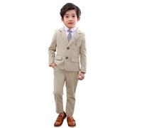 LOLANTA Ensemble de Costume pour garçons, 2 pièces Ensemble de Blazer et Pantalon pour Enfants, vêtements de Loisirs ou Robe de soirée de Mariage, Kaki Clair, 10-11 Ans, 150