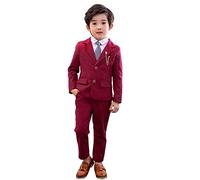 LOLANTA Ensemble de Costume pour garçons, 2 pièces Ensemble de Blazer et Pantalon pour Enfants, vêtements de Loisirs ou Robe de soirée de Mariage, Rouge, 6-7 Ans, 130