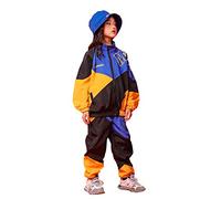 LOLANTA Ensemble de Vêtements ColorBlock pour Enfants, Costume de Danse de rue Hip Hop(11-12 ans,bleu,tag 160)