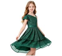 LOLANTA Filles Robe Paillettes Robe Ceremonie élégante, Robe étincelante de Soirée Fête de Mariage mi-Longue sans Manches