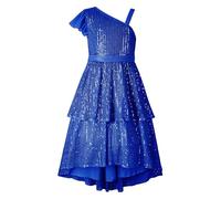 LOLANTA Filles Robe Paillettes Robe Ceremonie élégante, Robe étincelante de Soirée Fête de Mariage mi-Longue sans Manches