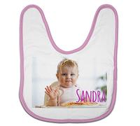 Lolapix Bavoir personnalisé, Objet Personnalisable, Cadeaux Personnalisés avec ton Foto, conception ou texte pour bébés, RECIEN nés, rose