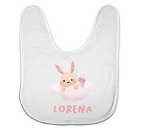 LolaPix Bavoirs pour nouveau-nés. Bavoirs personnalisés avec nom. Bavettes originales. Bavoirs avec fermeture velcro. Cadeaux personnalisés. Cadeau original. Bébé lapin nuage