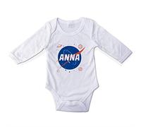 LolaPix Body pour bébé amusant, personnalisé avec prénom. Cadeaux personnalisés pour bébés. Body personnalisé à manches longues. Différentes tailles. NASA