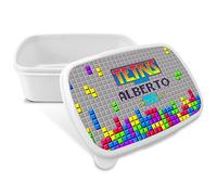 LolaPix Boîte à Casse-croûte. Boîte à goûter avec nom. Boîte à deyeuner. Boîte à lunch. Convient aux Micro-Ondes et ne Contient BPA, phtalates, ni métaux Lourds. Cadeaux personnalisés. TETRIS