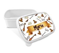 LolaPix Boîte à gouter Magicien. Boîte à goûter avec nom. Boîte à deyeuner. Boîte à lunch. Convient aux Micro-Ondes et ne Contient ni BPA, ni phtalates, ni métaux Lourds. Cadeaux personnalisés.