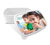 LolaPix Boîte à goûter pour enfants. Cadeaux personnalisés. Boîte à goûter avec photo. Passe au micro-ondes et ne contient pas de BPA, de filates et de métaux lourds. COULEUR BLANCHE