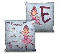 LolaPix Coussin Bebe Fille. Données de Naissance Nom/Date. Cadeau Unique, Original et Exclusif. Différentes Tailles à Choisir. Remplissage Inclus. Danseur Rose