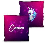 LolaPix Coussin carré personnalisé avec nom. Cadeau pour Les Fans, Unique, Original et Exclusif. Qualité Premium Différentes Tailles à Choisir. Coussin Remplissage Inclus. Unicorn