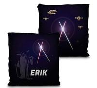 LolaPix Coussin carré personnalisé avec nom. Cadeau pour Les Fans, Unique, Original et Exclusif. Qualité Premium Différentes Tailles à Choisir. Coussin Remplissage Inclus. Star Wars