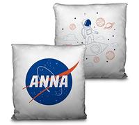 LolaPix Coussin carré personnalisé avec nom. Cadeau pour Les Fans, Unique, Original et Exclusif. Qualité Premium Différentes Tailles à Choisir. Coussin Remplissage Inclus. NASA