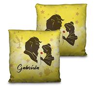 LolaPix Coussin carré personnalisé avec nom. Cadeau pour Les Fans, Unique, Original et Exclusif. Qualité Premium Différentes Tailles à Choisir. Coussin Remplissage Inclus. LA Belle ET LA BËTE