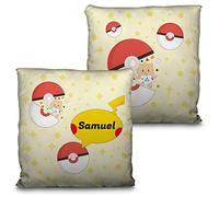 LolaPix Coussin carré personnalisé avec nom. Cadeau pour Les Fans, Unique, Original et Exclusif. Qualité Premium Différentes Tailles à Choisir. Coussin Remplissage Inclus. Pika