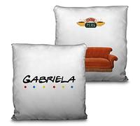 LolaPix Coussin carré personnalisé avec nom. Cadeau pour Les Fans, Unique, Original et Exclusif. Qualité Premium Différentes Tailles à Choisir. Coussin Remplissage Inclus. Friends