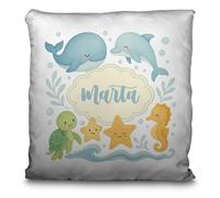 LolaPix Coussin Enfant personnalisé. pour Enfants, école ou crèche. en Polyester avec Fermeture discrète. Impression Recto Verso Disponible. Aquatiques