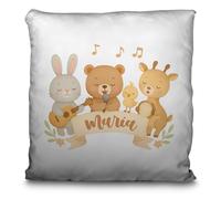 LolaPix Coussin Enfant personnalisé. pour Enfants, école ou crèche. Tissu Polyester résistant avec Fermeture Invisible. Impression sur Les Deux côtés. Musiciens