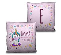 LolaPix Coussin Licorne Bebe. Données de Naissance Nom/Date/Initial. Cadeau Unique, Original et Exclusif. Différentes Tailles à Choisir. Remplissage Inclus. Bébé Licorne Rose