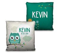 LolaPix Coussin pour Bebe. Données de Naissance Nom/Date/Initial. Cadeau Unique, Original et Exclusif. Différentes Tailles à Choisir. Remplissage Inclus. Bébé Chouette