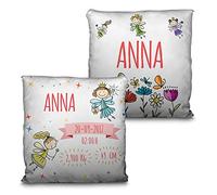 LolaPix CoussinsNaissance Personnalisable. Données de Naissance Nom/Date. Cadeau Unique, Original et Exclusif. Différentes Tailles à Choisir. Remplissage Inclus. Fées
