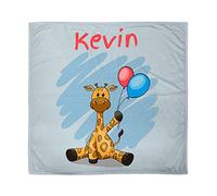 LolaPix Petit Couverture Bebe Personnalisé au Prénom ou Texte. Cadeaux Nouveau-Né. Divers Modèles. Girafe Bleu