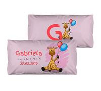 LolaPix Petit Oreiller Personalisé avec Votre Prenom. Remplissage Inclus. Cadeau Unique, Original et Exclusif. Différentes Tailles à Choisir. Giraffe Rose