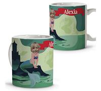 LolaPix Petite tasse sirène. Personnalisé avec photo et nom. Tasse en céramique. 330 ml. Différents designs et couleurs intérieures. Cadeaux originaux. ARIEL