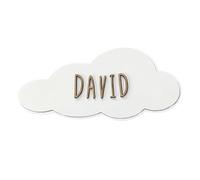 LolaPix Plaque de Porte personnalisée pour Enfants avec nom. Cadeaux en Bois personnalisés. Panneau en Bois adhésif pour la Chambre de bébé. Plaque nuageuse personnalisée