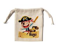 LolaPix Sac à goûter personnalisé avec nom. Sac de rentrée pour garçons ou filles. Sac à goûter pour enfants. Différentes tailles. Trésor Pirate