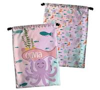 LolaPix Sac à goûter personnalisé pour enfant - Cadeau personnalisé avec nom, 30 x 23 cm - Plusieurs motifs - Poulpe enfant