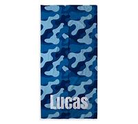 LolaPix Serviette de Bain Bebe. Serviette personnalisée. Serviette de Plage. Cadeau personnalisé avec prenom. Divers Designs et Tailles. Camouflage Bleue