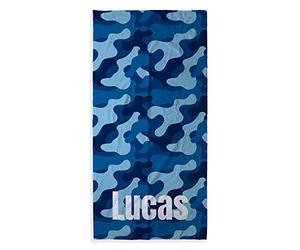 LolaPix Serviette de Bain Bebe. Serviette personnalisée. Serviette de Plage. Cadeau personnalisé avec prenom. Divers Designs et Tailles. Camouflage Bleue